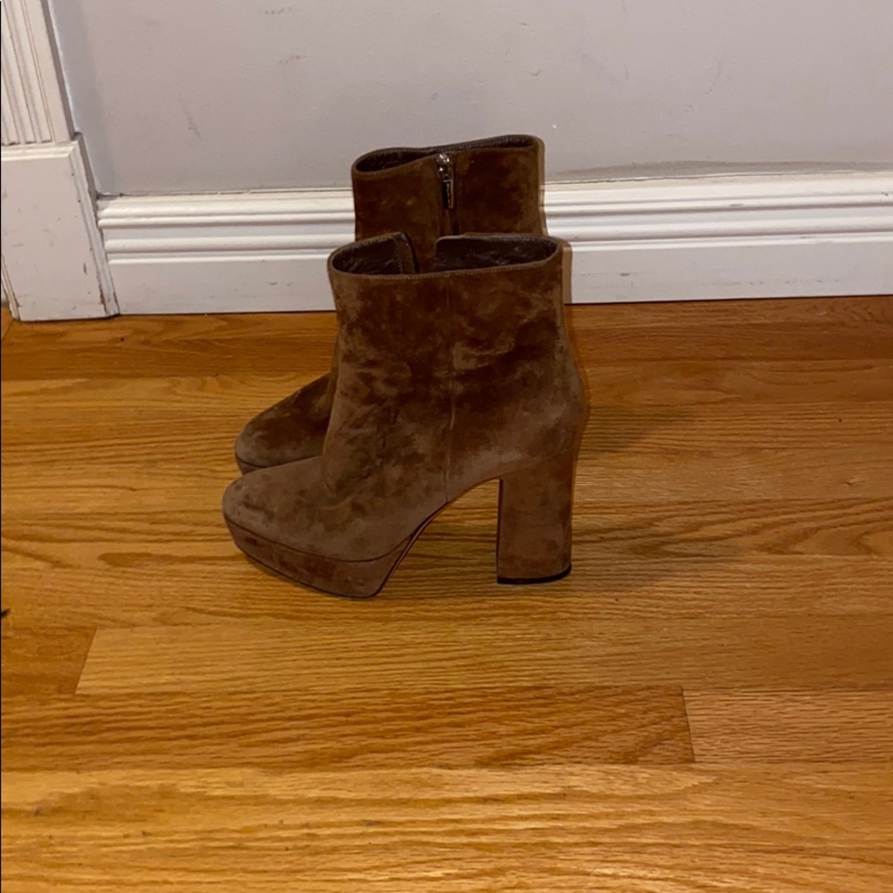Gianvito Rossi Temple Brown Suede Platform Boots - Picture 9 of 11